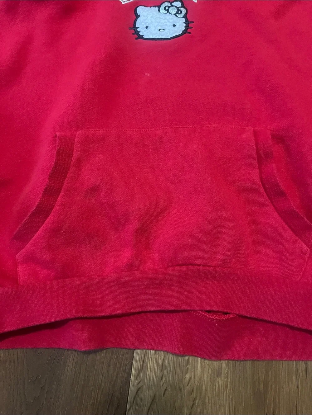 Hello Kitty Bright Red Pullover Hoodie with Embroidered Logo